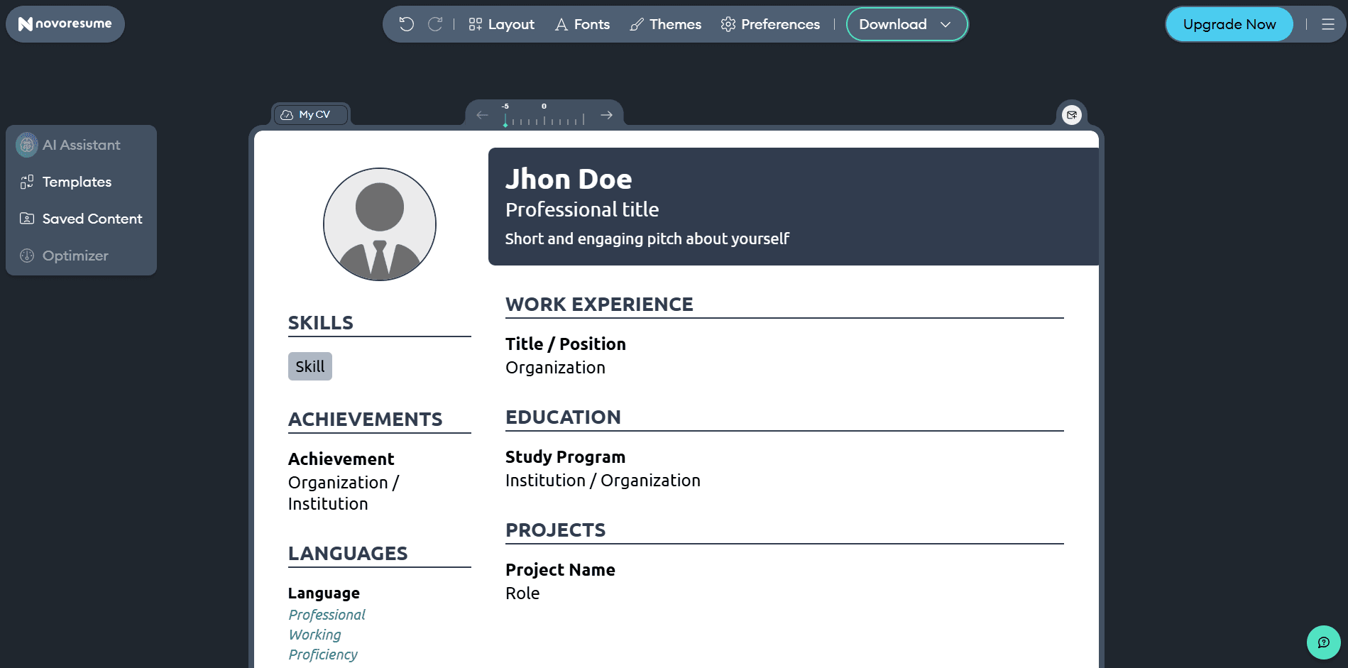 Novoresume resume editor 2026
